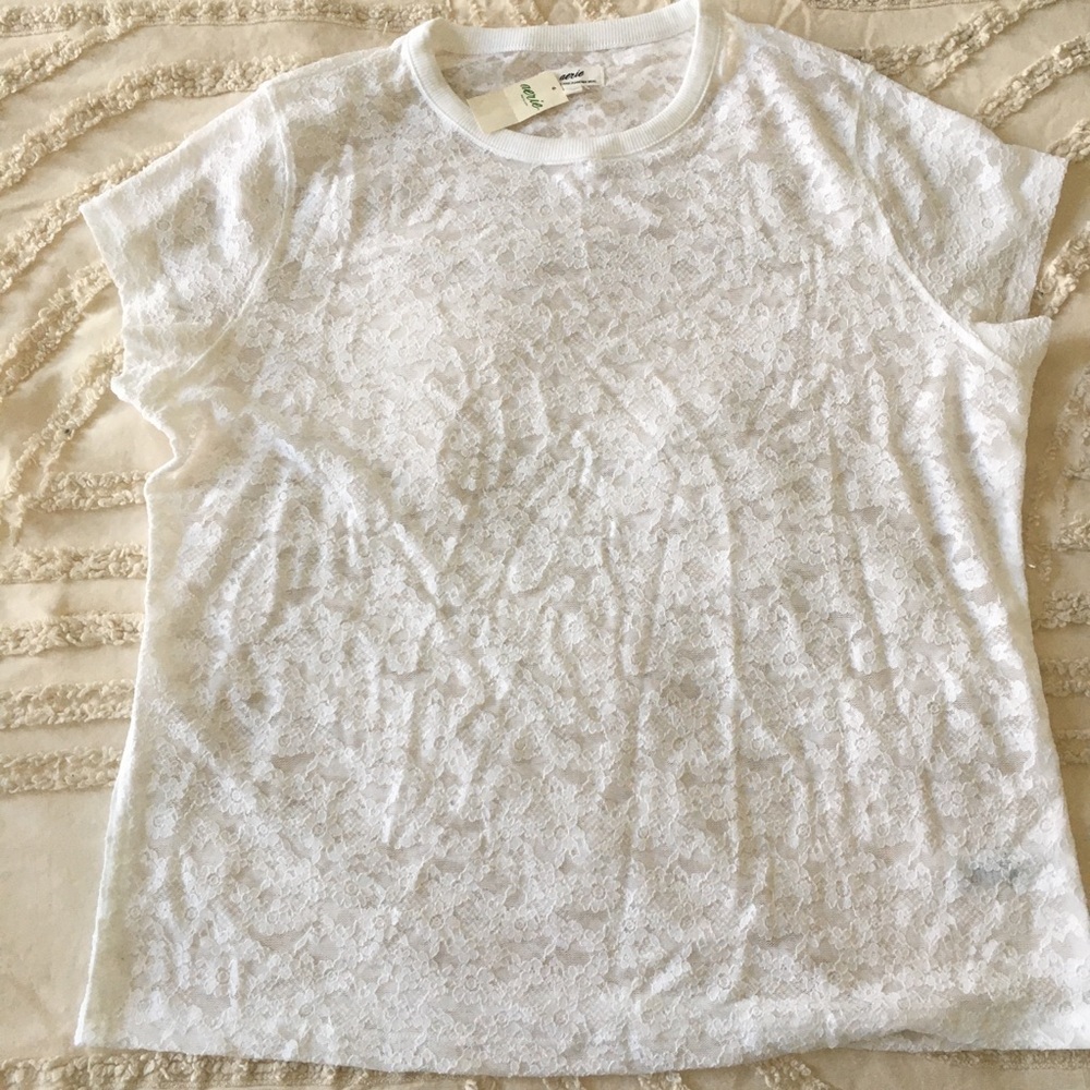 AERIE NWT Women's White Lace Top - Picture 5 of 12
